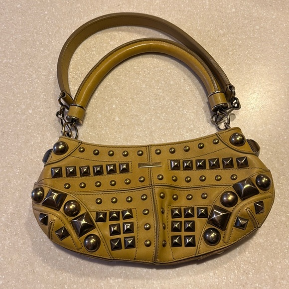 BURBERRY Prorsum Calfskin Studded Cadet Sling Bag Yellow Ocre - Picture 1 of 15